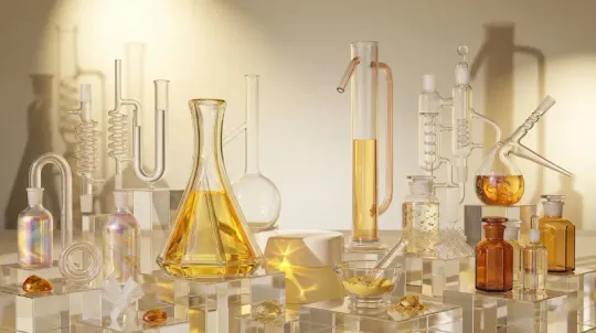 High-end cosmetic active ingredients and botanical serums formulated for premium skincare.