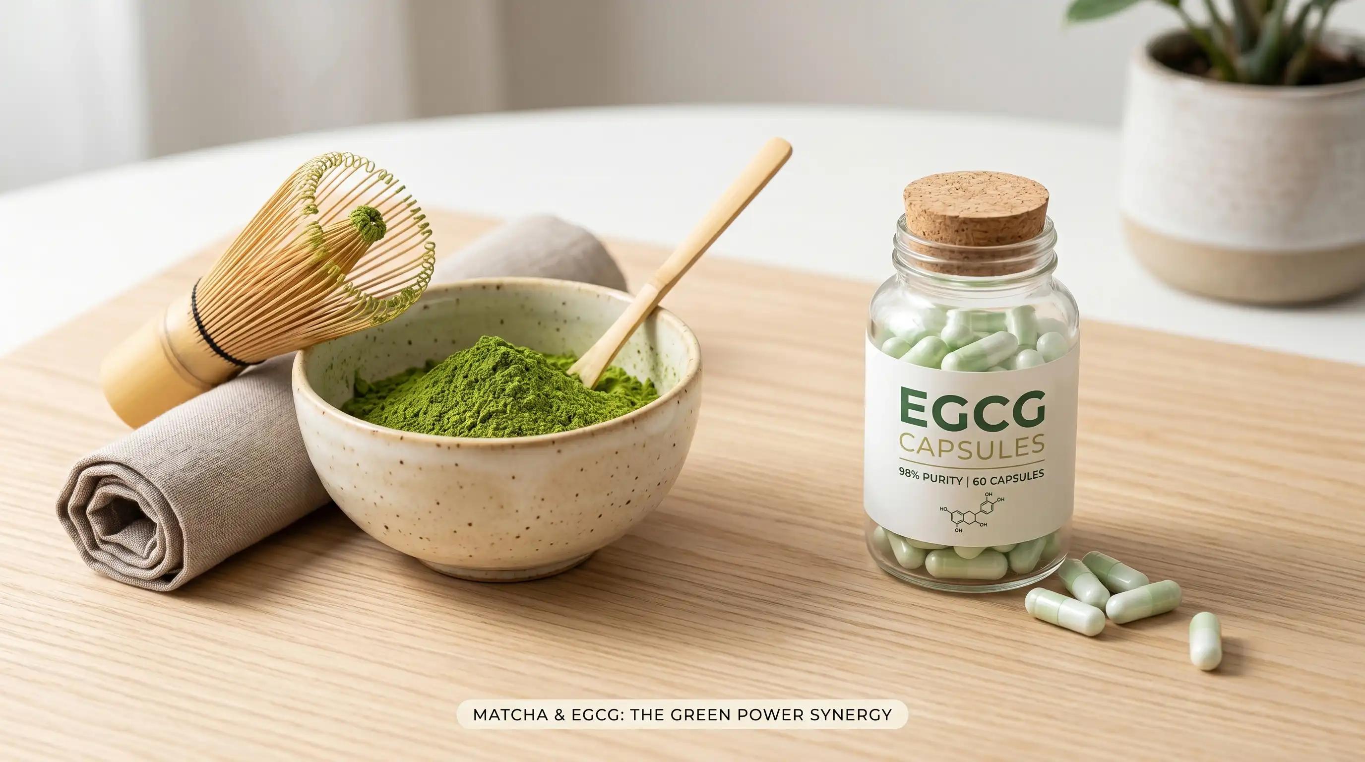 مقارنة بين مسحوق الماتشا الاحتفالي وكبسولات مكمل EGCG