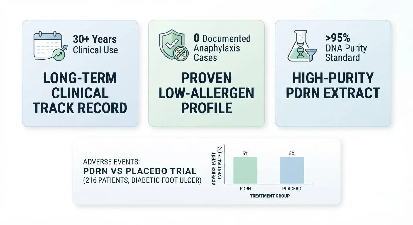 Three decades of PDRN clinical safety with zero reported anaphylaxis cases