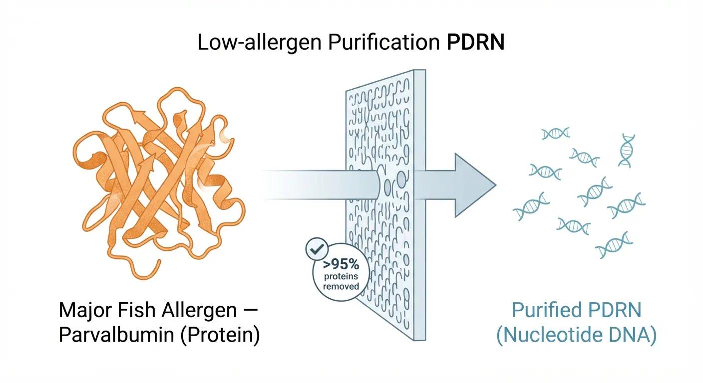 Parvalbumin fish allergen protein removed during PDRN purification